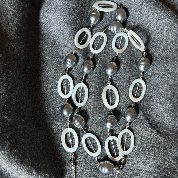 Long Grey Pearl String Necklace - Handmade! - Picture 12 of 15